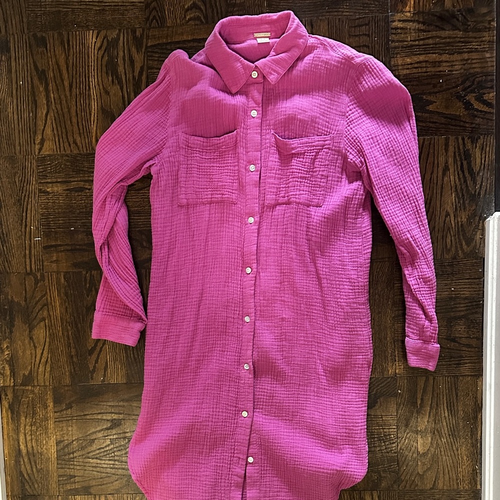 Pink Button-Up Shirt Dress